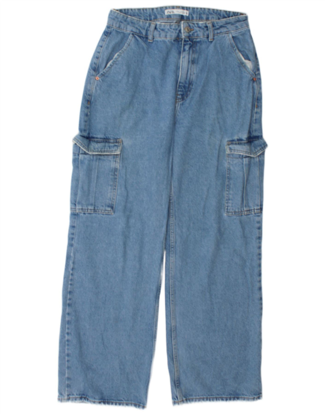 Damskie jeansy Zara Cargo Loose EU 40 Medium W30 L30 Niebieskie bawełniane
