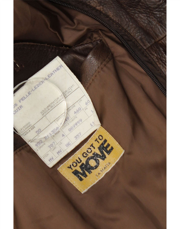 Męska kurtka skórzana Bomber La Matta IT 50, duża brązowa skóra