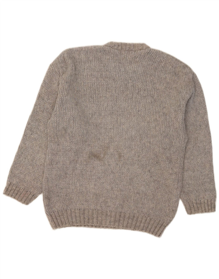 Vintage męski sweter z okrągłym dekoltem XL, szary, geometryczny