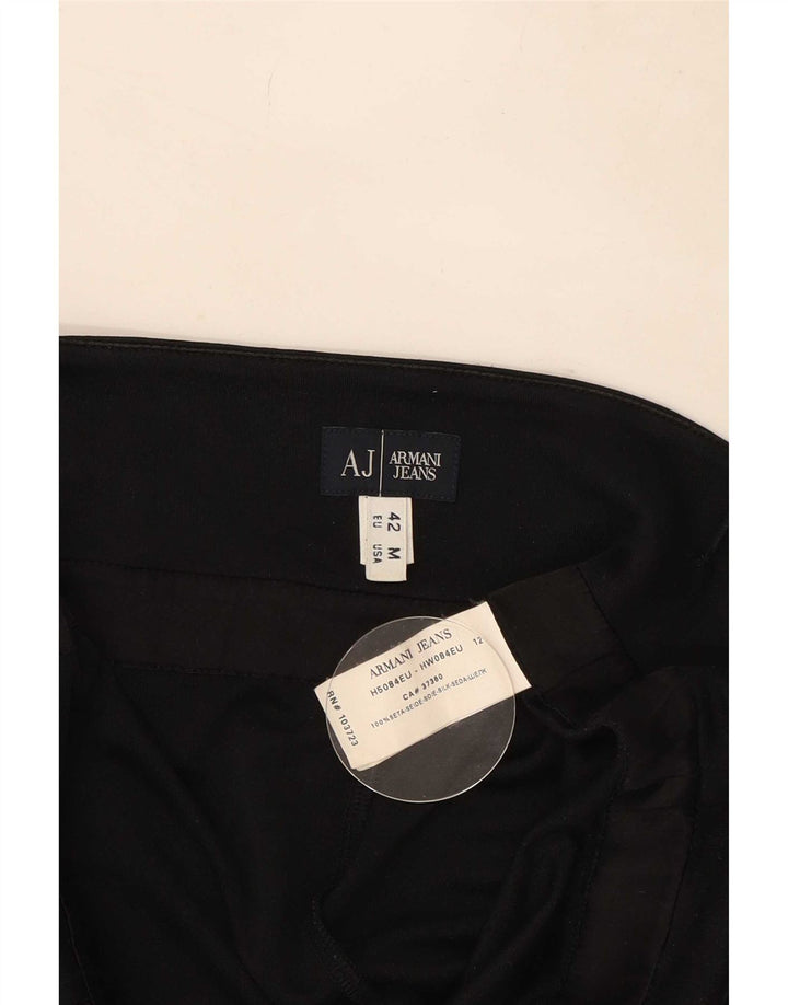 Damska asymetryczna tunika bez rękawów Armani Jeans UK 12 Średni czarny jedwab