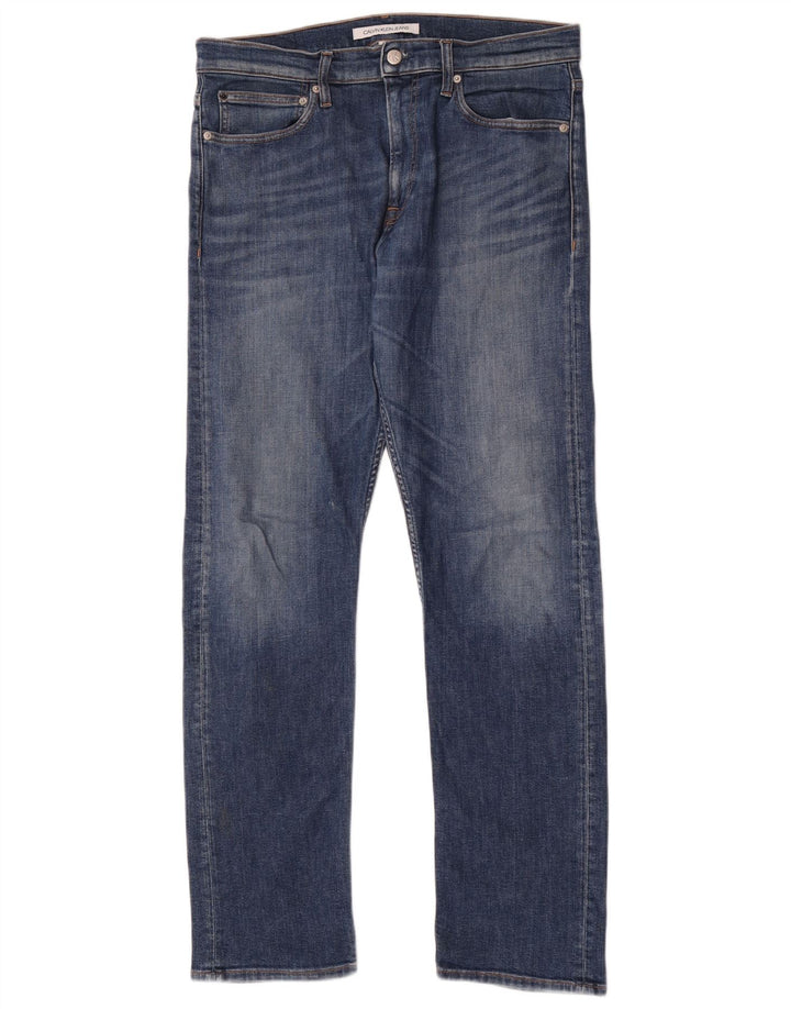 Męskie proste dżinsy Calvin Klein W34 L32 niebieskie