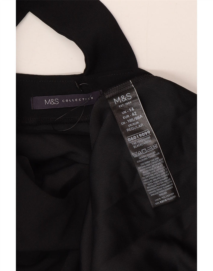Marks & Spencer Damska sukienka namiotowa z rękawem 3/4, UK 14, duży, czarny poliester