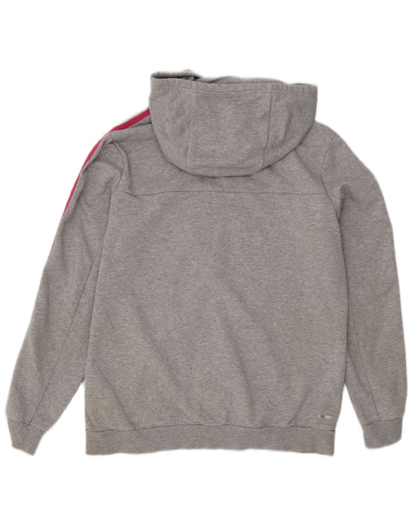 Adidas Womens Zip Hoodie Sweater UK 16/18 Large Grey Flecked Cotton