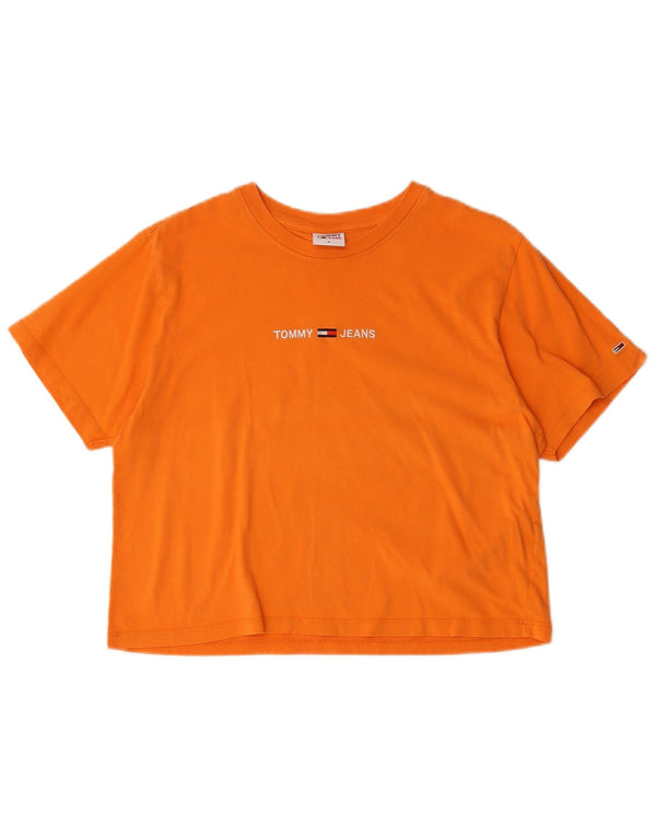 Damska koszulka z krótkim rękawem Tommy Hilfiger Crop Graphic Top UK 14 Średnia pomarańczowa bawełna