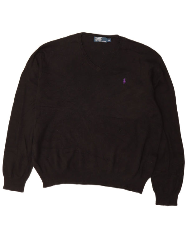 Polo Ralph Lauren Męski sweter z dekoltem w kształcie litery V XL, czarny, bawełniany