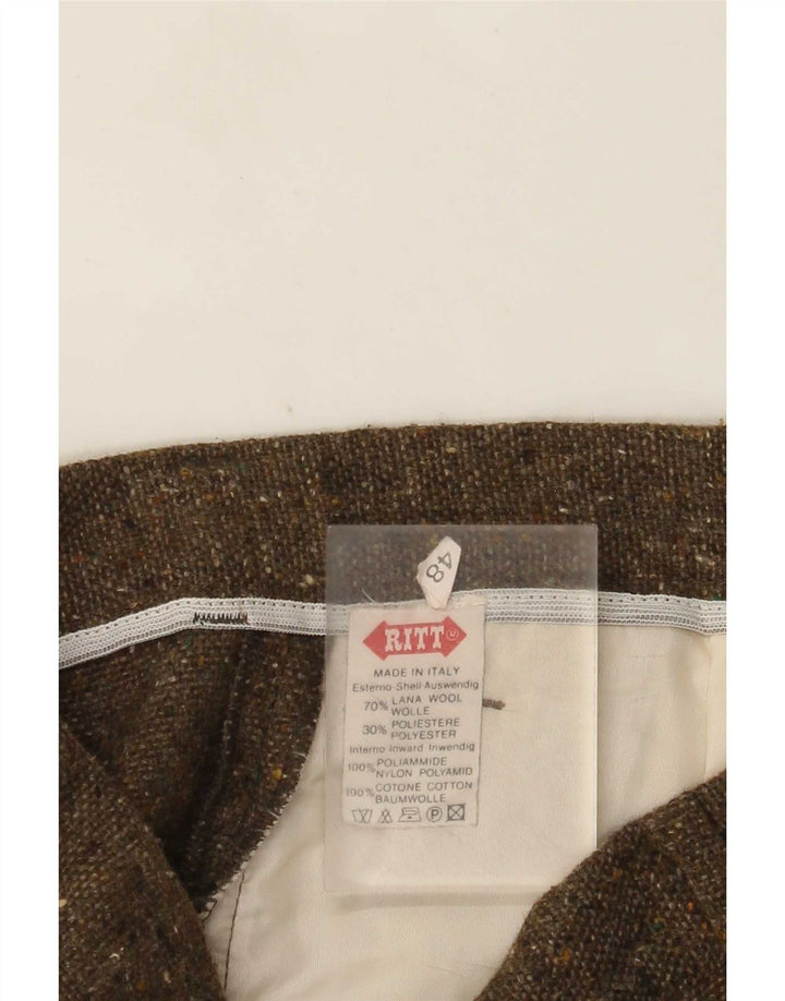 Spodnie garniturowe Ritt Męskie IT 48 Medium W32 L30 Khaki Wełna nakrapiana