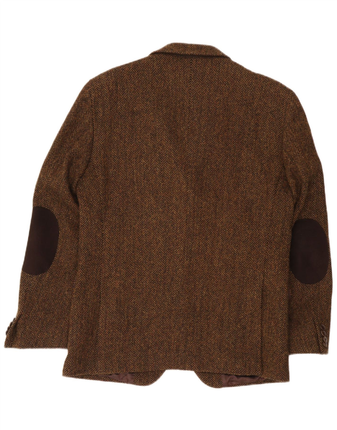 Męska marynarka zapinana na 2 guziki Harris Tweed IT 50 w dużą brązową jodełkę