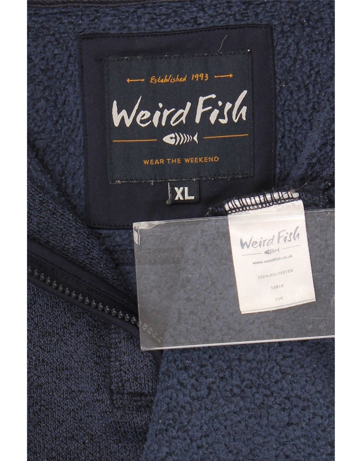 Weird Fish Męski sweter z zamkiem błyskawicznym XL, granatowy, nakrapiany poliester