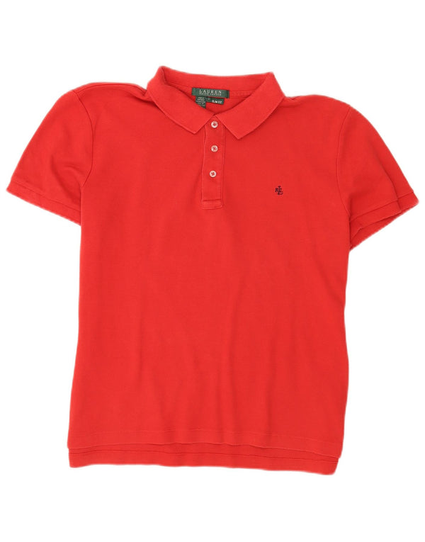 Damska koszulka polo Ralph Lauren Slim Fit UK 14, duża, czerwona bawełna