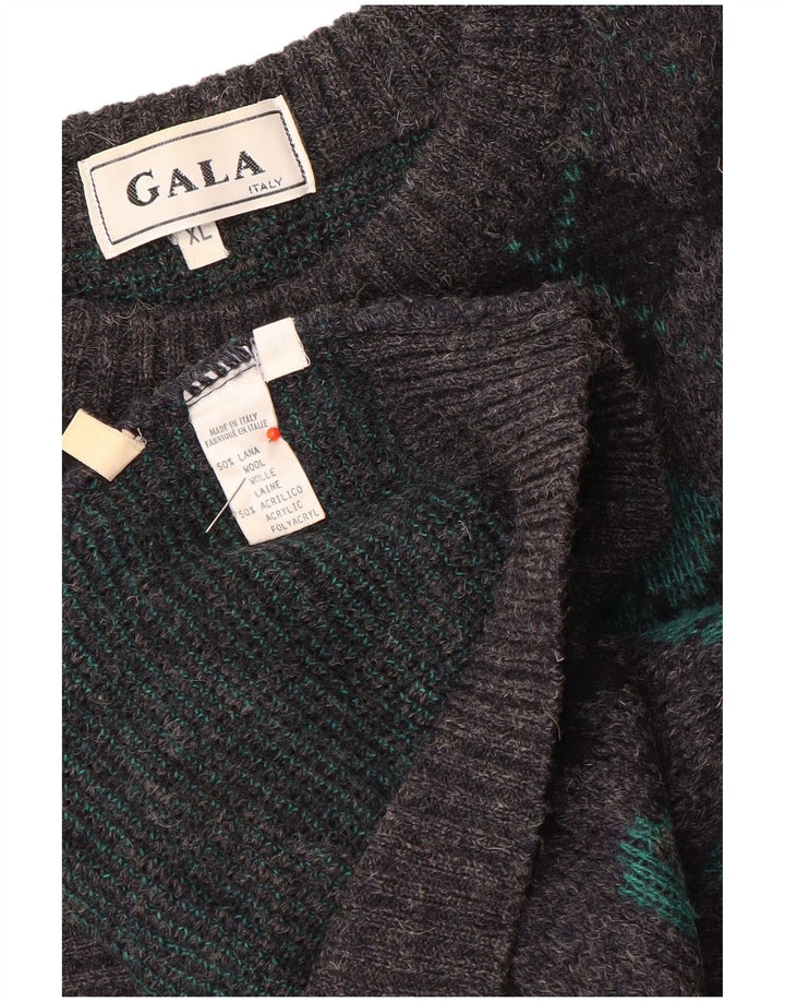 Męski sweter Gala z dekoltem w łódkę XL, szary Argyle/diamentowa wełna