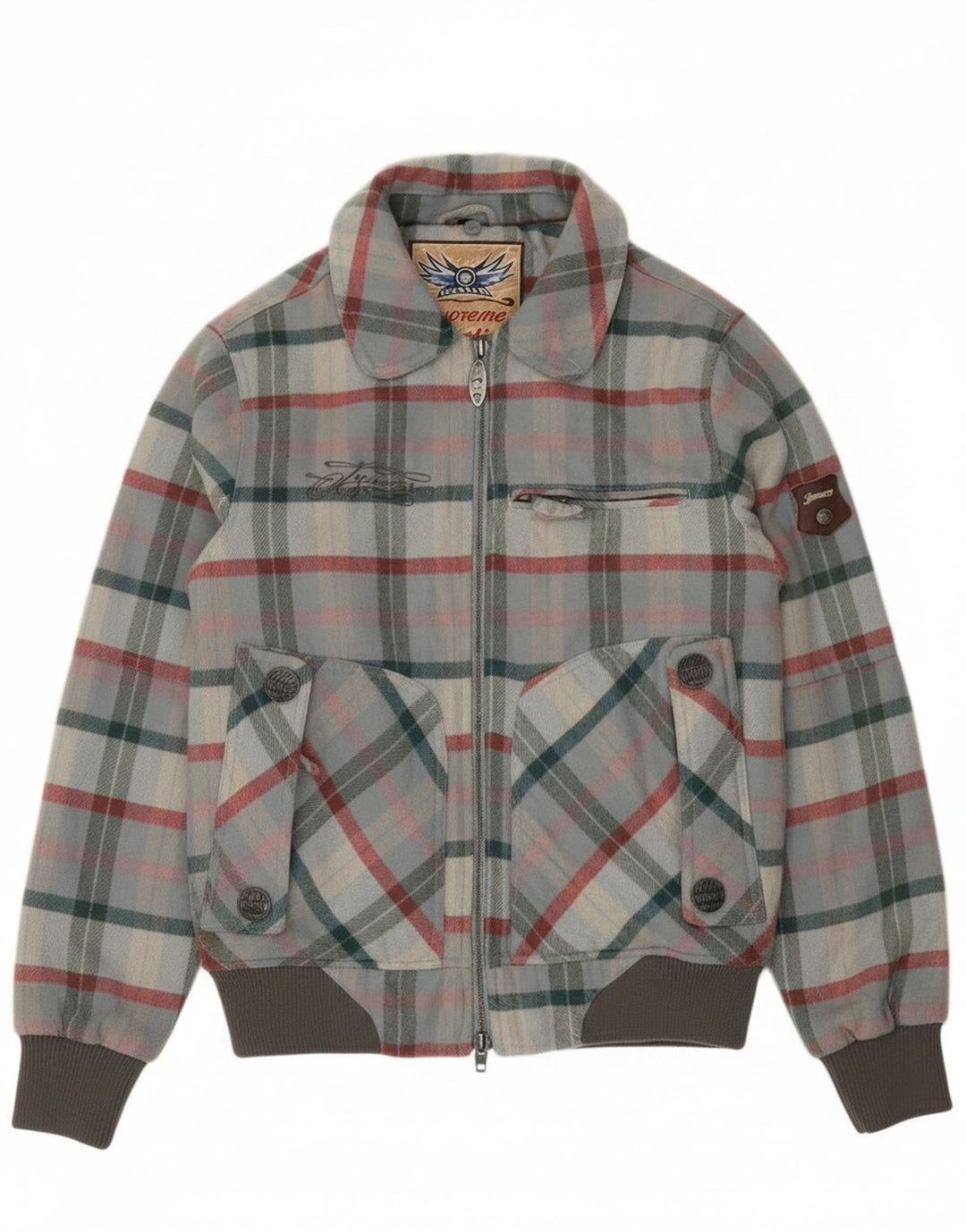 Męska kurtka bomberka Iguana UK 34 XS Szara wełniana krata