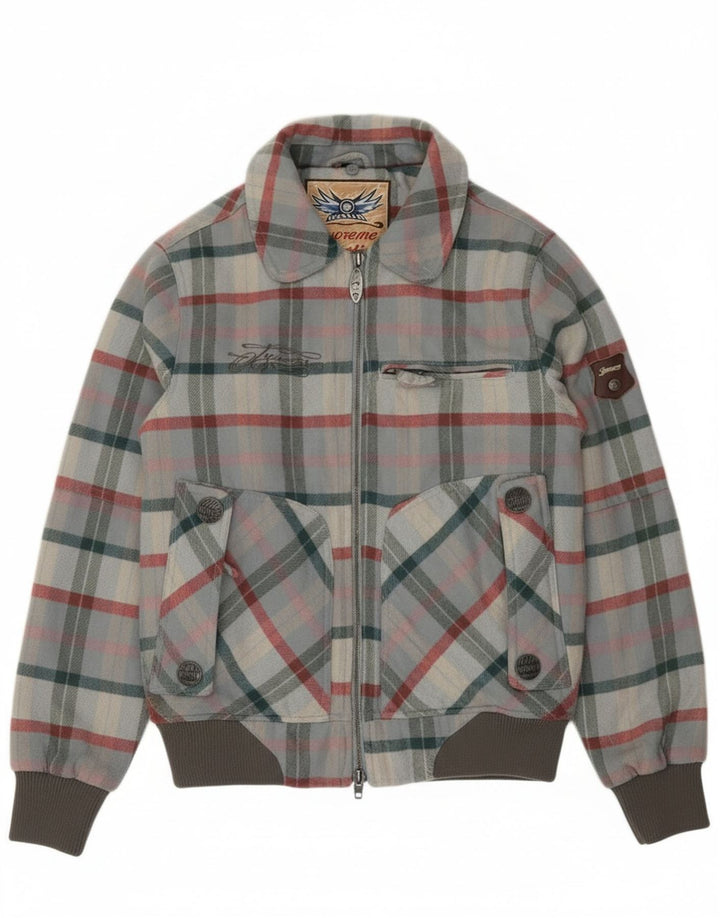 Męska kurtka bomberka Iguana UK 34 XS Szara wełniana krata