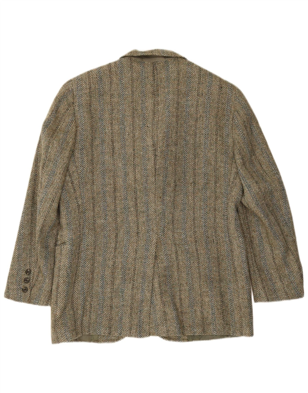 Męska marynarka zapinana na 3 guziki Harris Tweed UK 38 Medium Khaki w jodełkę