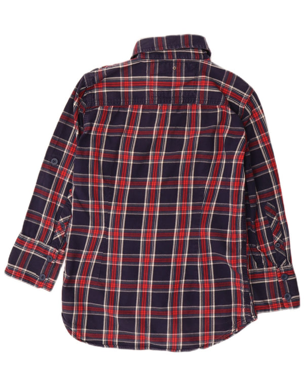 Damska koszula flanelowa Superdry z rękawem 3/4, UK 12, w średnią granatową kratę