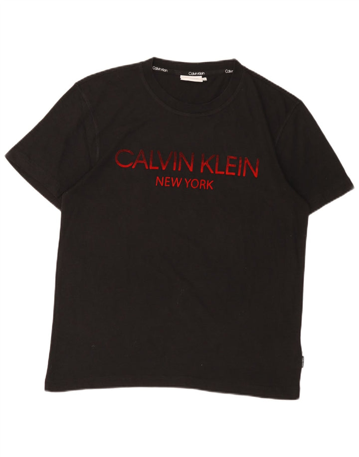 Męska koszulka z grafiką CALVIN KLEIN, średnia czarna, bawełniana