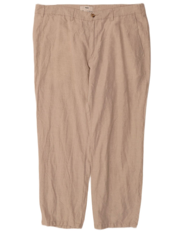 Marks & Spencer Męskie proste spodnie chino W38 L29 Beżowa bawełna