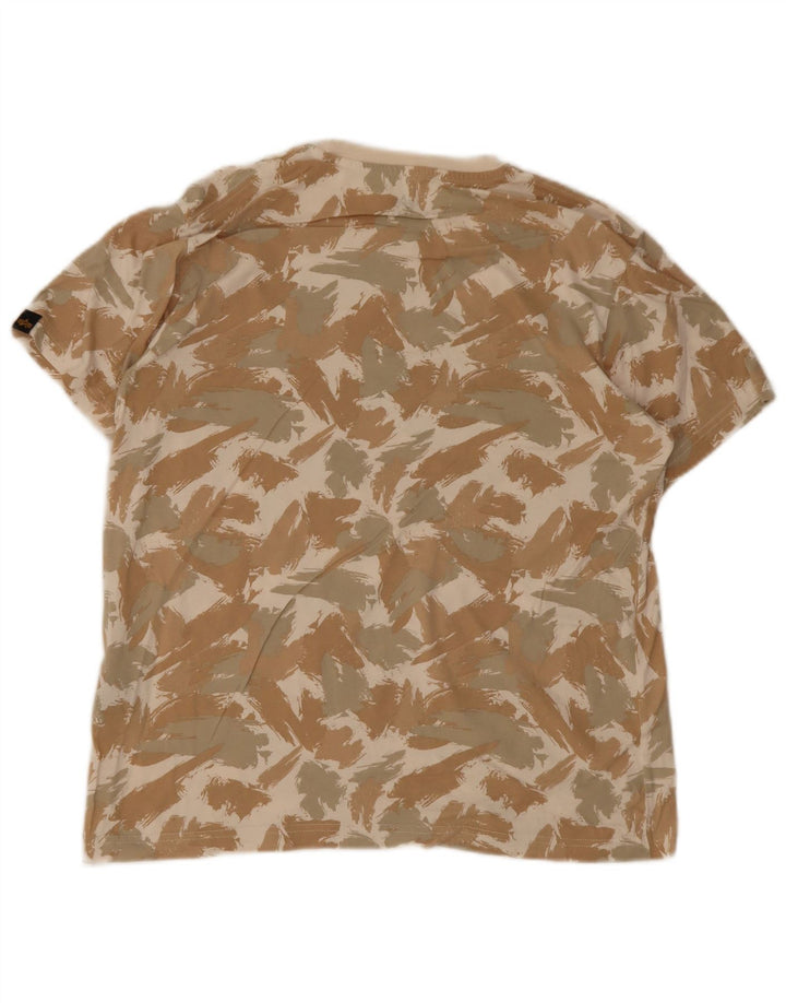 Męska koszulka z grafiką Alpha Industries, średnia, beżowa, geometryczna