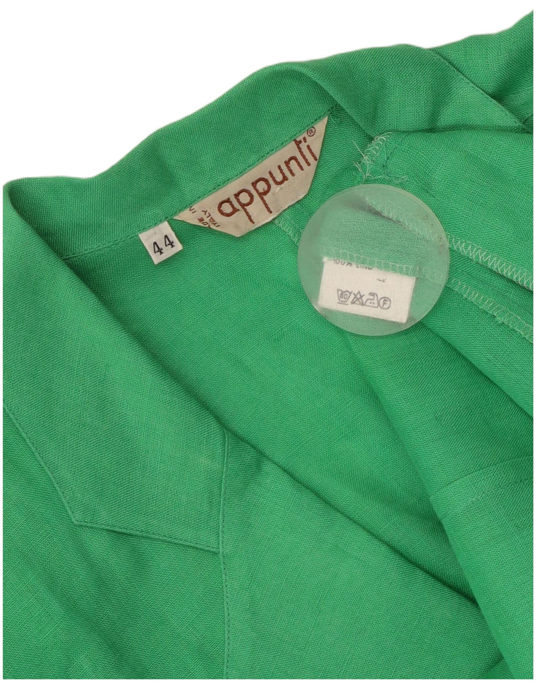 Vintage damska marynarka z krótkim rękawem, zapinana na 1 guzik IT 44, średnia, zielona pościel