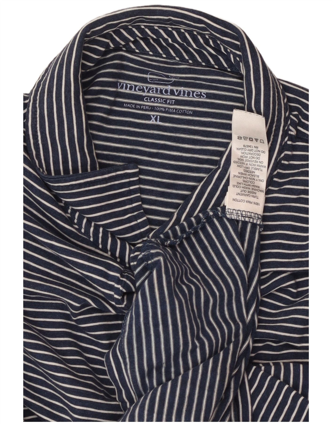 Męska koszulka polo VINEYARD VINES o klasycznym kroju XL, granatowa, bawełniana w prążki