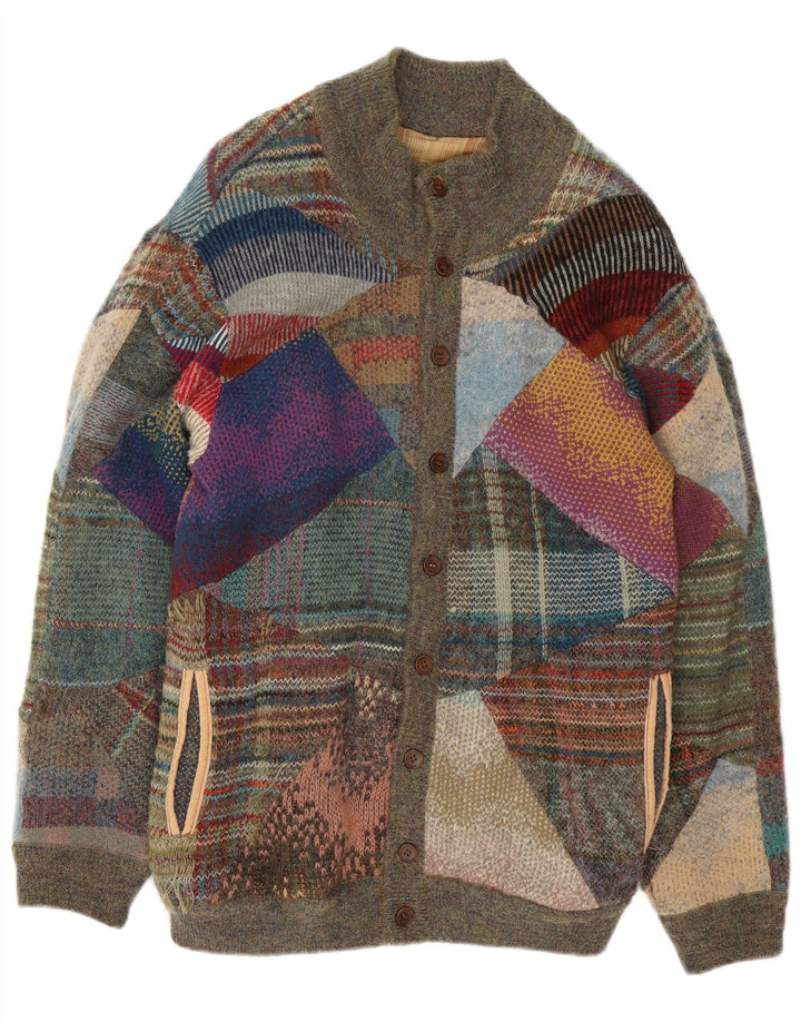 Męski sweter rozpinany VINTAGE, średni, wielobarwny patchwork