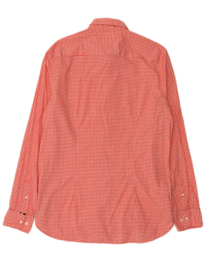 Męska koszula slim fit Tommy Hilfiger, duża, czerwona bawełniana kratka