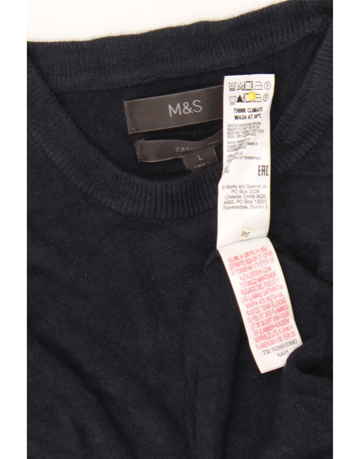 Marks & Spencer Męski sweter z okrągłym dekoltem, duży, granatowy, akrylowy