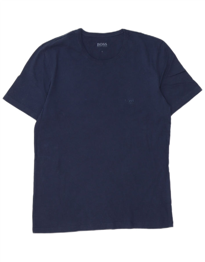 T-shirt męski HUGO BOSS, duży, bawełniany, granatowy
