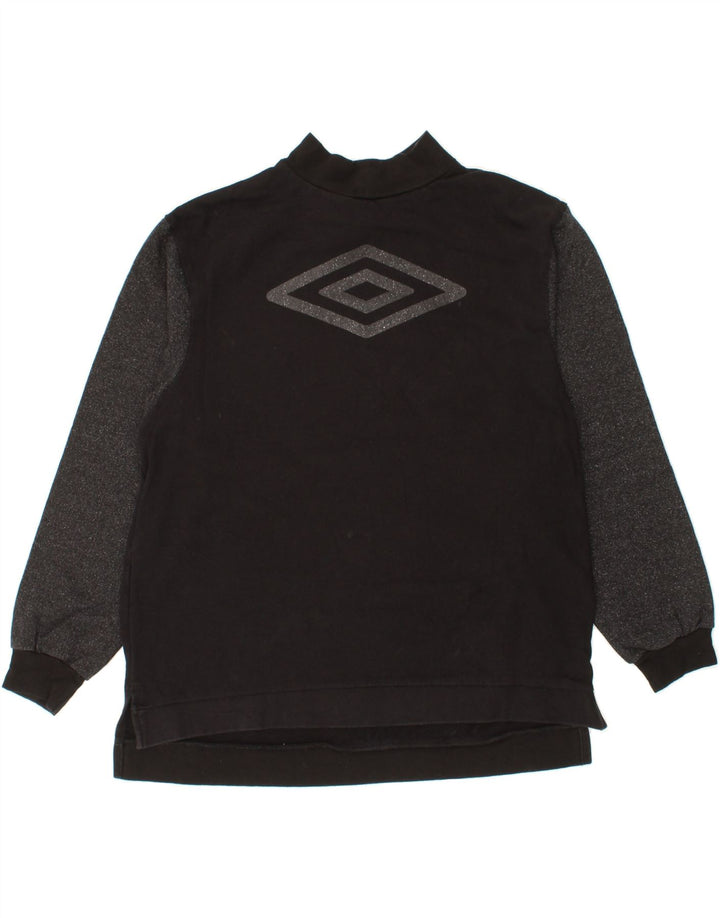 UMBRO Womens Graphic Sweatshirt Jumper UK 14 Medium Black Colourblock Vintage Umbro and Second-Hand Umbro from Messina Hembry 