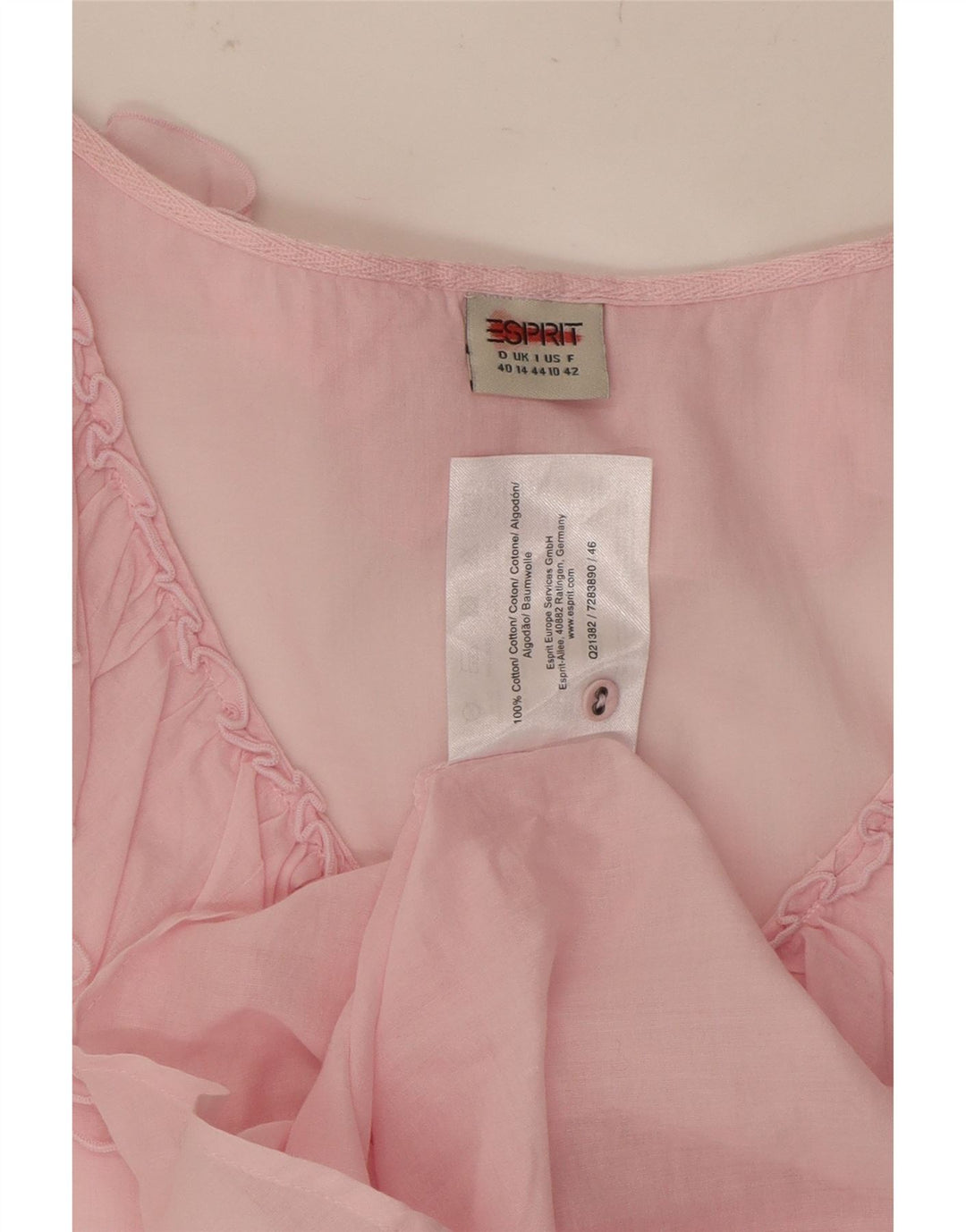 ESPRIT Womens Sleeveless Blouse Top UK 14 Medium  Pink Cotton Vintage Esprit and Second-Hand Esprit from Messina Hembry 