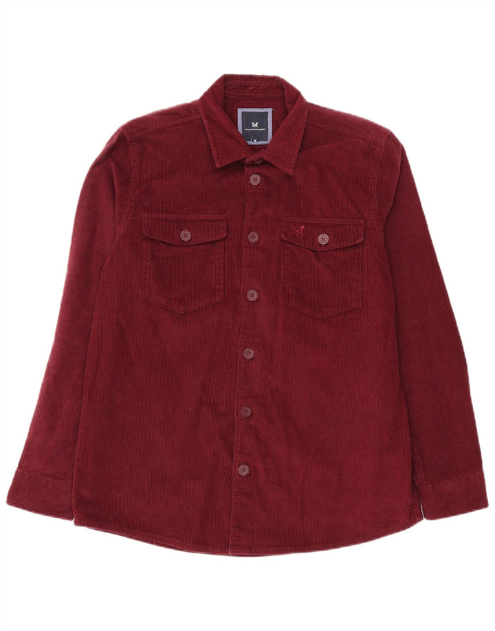 CREW CLOTHING Koszula sztruksowa męska, bawełniana w kolorze średniego burgunda