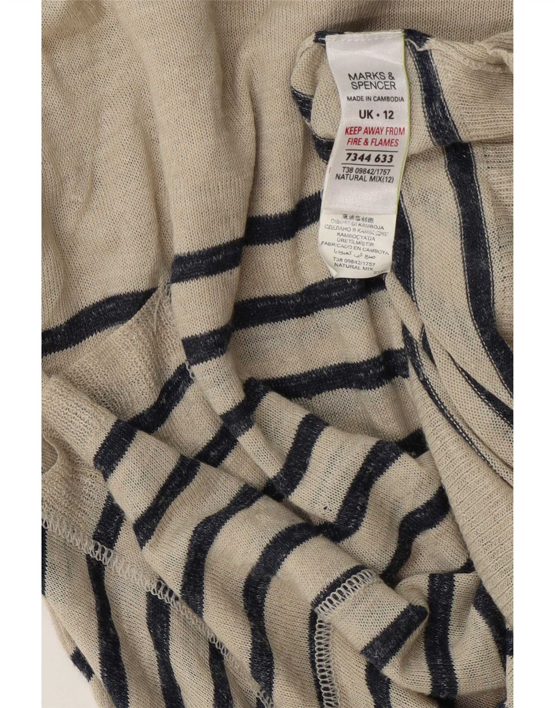 Marks & Spencer Damski asymetryczny sweter z dekoltem w łódkę UK 12 Medium Bei