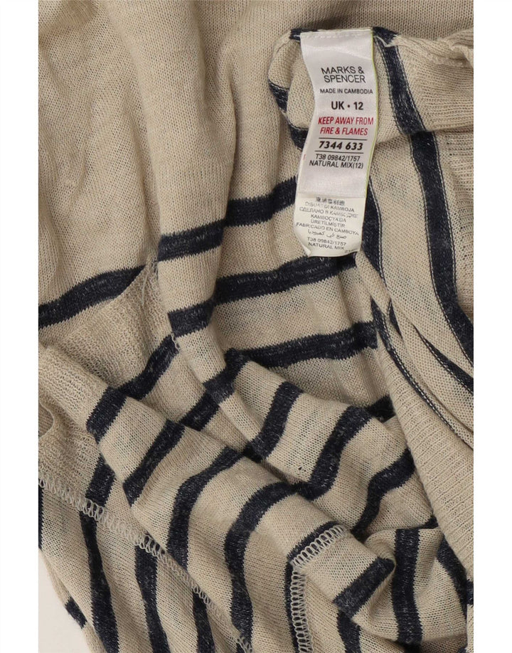 Marks & Spencer Damski asymetryczny sweter z dekoltem w łódkę UK 12 Medium Bei