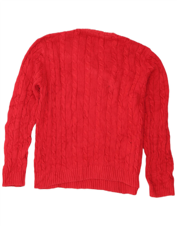 Męski sweter z wycięciem pod szyją Chaps, duży, czerwony, bawełniany