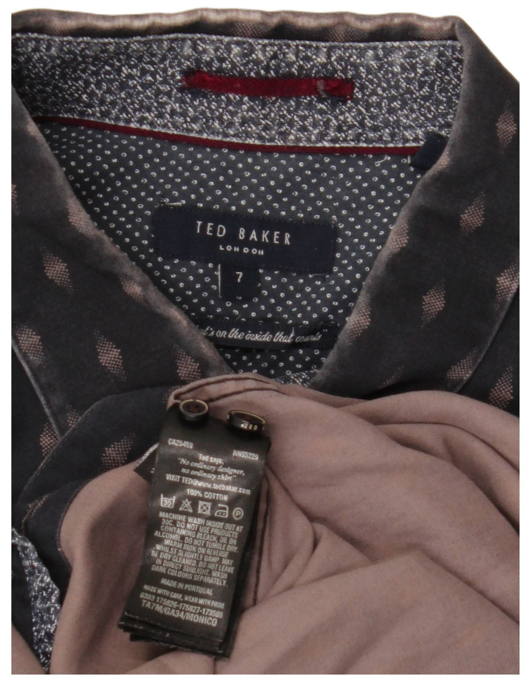 Koszula męska TED BAKER, rozmiar 7, 3XL, granatowa, z geometrycznej bawełny