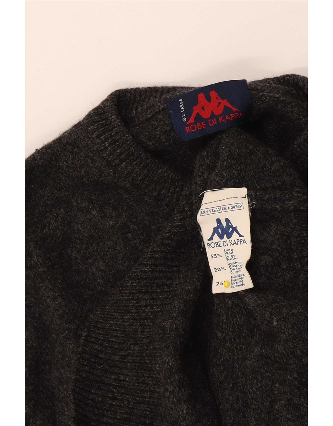 Męski sweter z okrągłym dekoltem Kappa XL, szara wełna