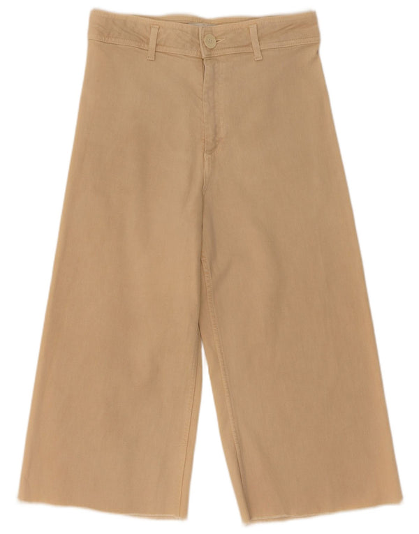 Damskie spodnie Capri z wysokim stanem i szerokimi nogawkami Zara EU 38 Small W28 L20 Beżowe