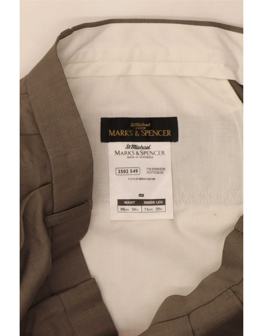 Męskie spodnie Chino Marks & Spencer W34 L29 Szary poliester