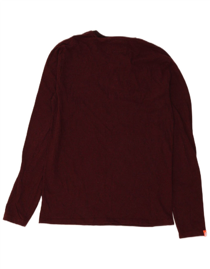 Męski top Superdry z długim rękawem, mały, bordowy, bawełniany