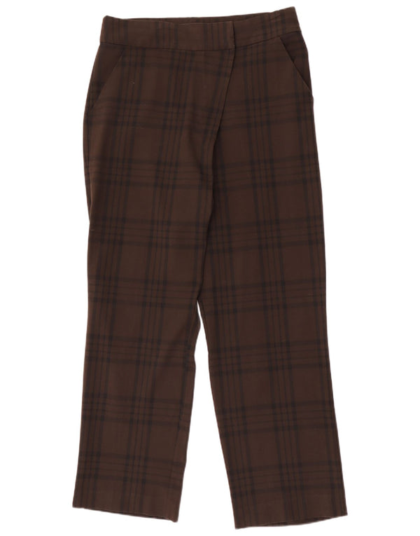 Damskie proste spodnie chino Zara, duże, W30 L29, brązowa kratka, poliester