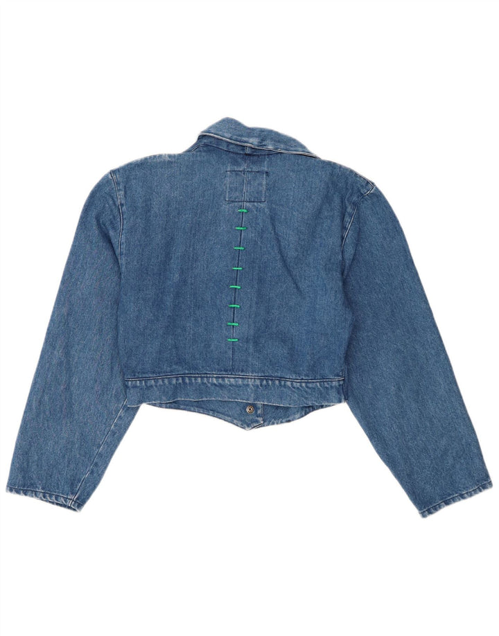 Vintage damska krótka kurtka dżinsowa UK 10, mała niebieska bawełna