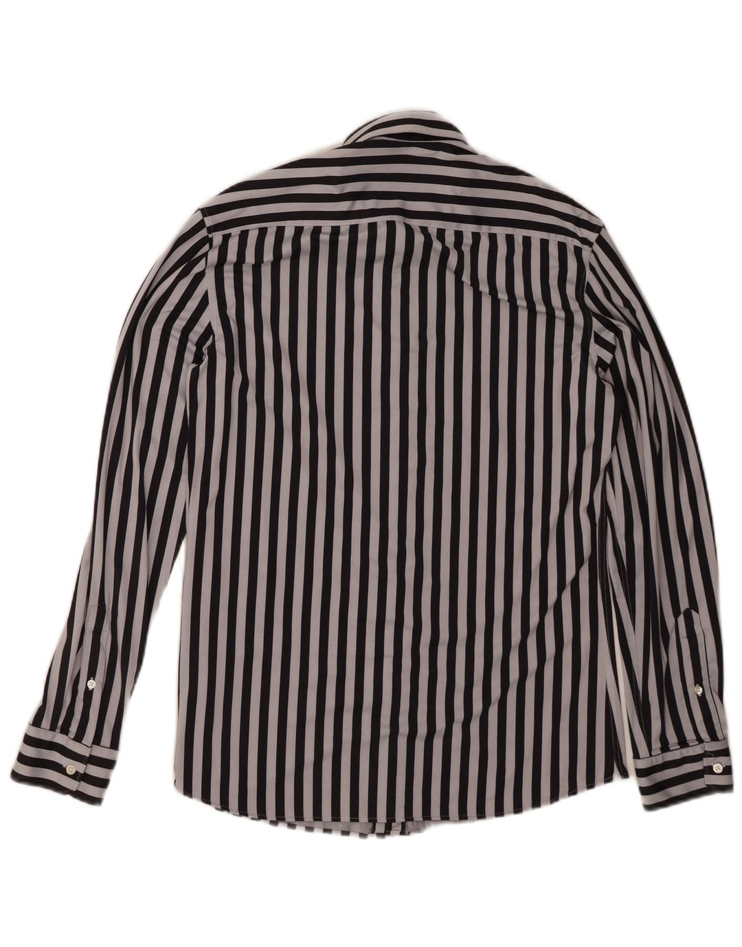 ZARA Mens Slim Fit Shirt Medium Black Striped Polyamide