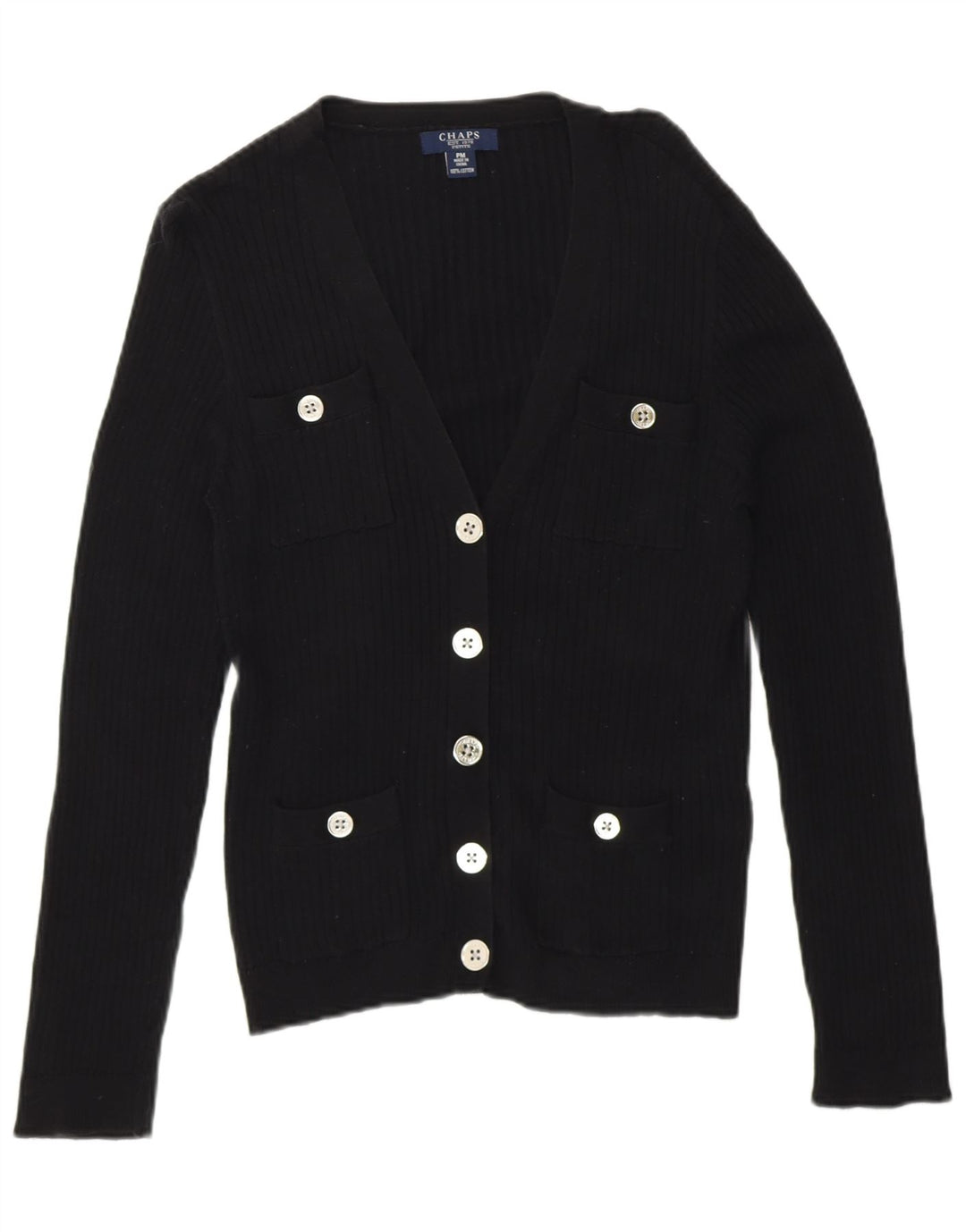 Damski sweter rozpinany Chaps Petite UK 14, średni czarny bawełniany