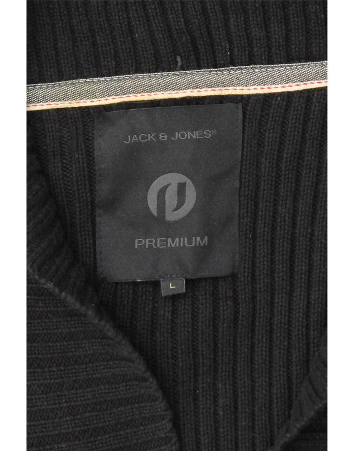 Męski sweter kardigan Jack & Jones, duży, czarny, bawełniany
