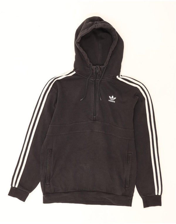Adidas Męska bluza z kapturem i zamkiem błyskawicznym o luźnym kroju, mała, czarna, bawełniana