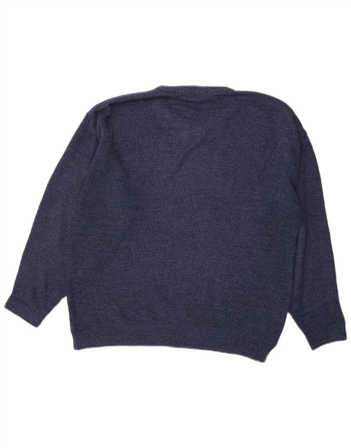 Marks & Spencer Męski sweter z okrągłym dekoltem, mały, granatowy, akrylowy