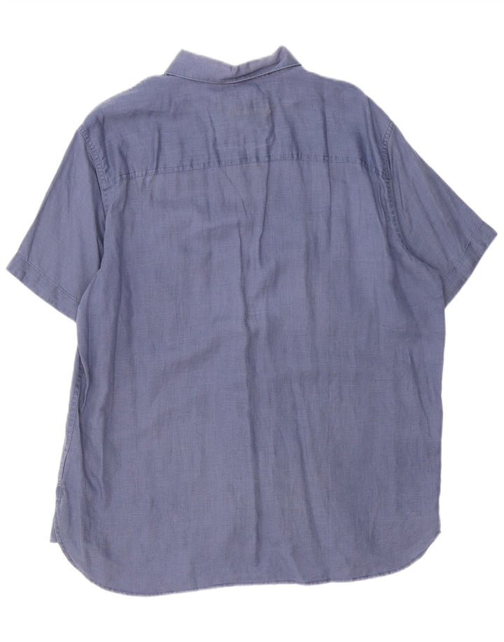 Męska koszula slim fit Timberland z krótkim rękawem XL, niebieska konopna