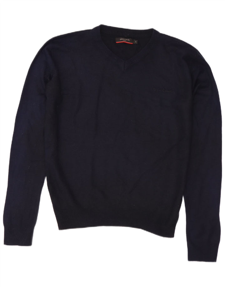 Męski sweter PIERRE CARDIN z dekoltem w kształcie litery V, mały, granatowy