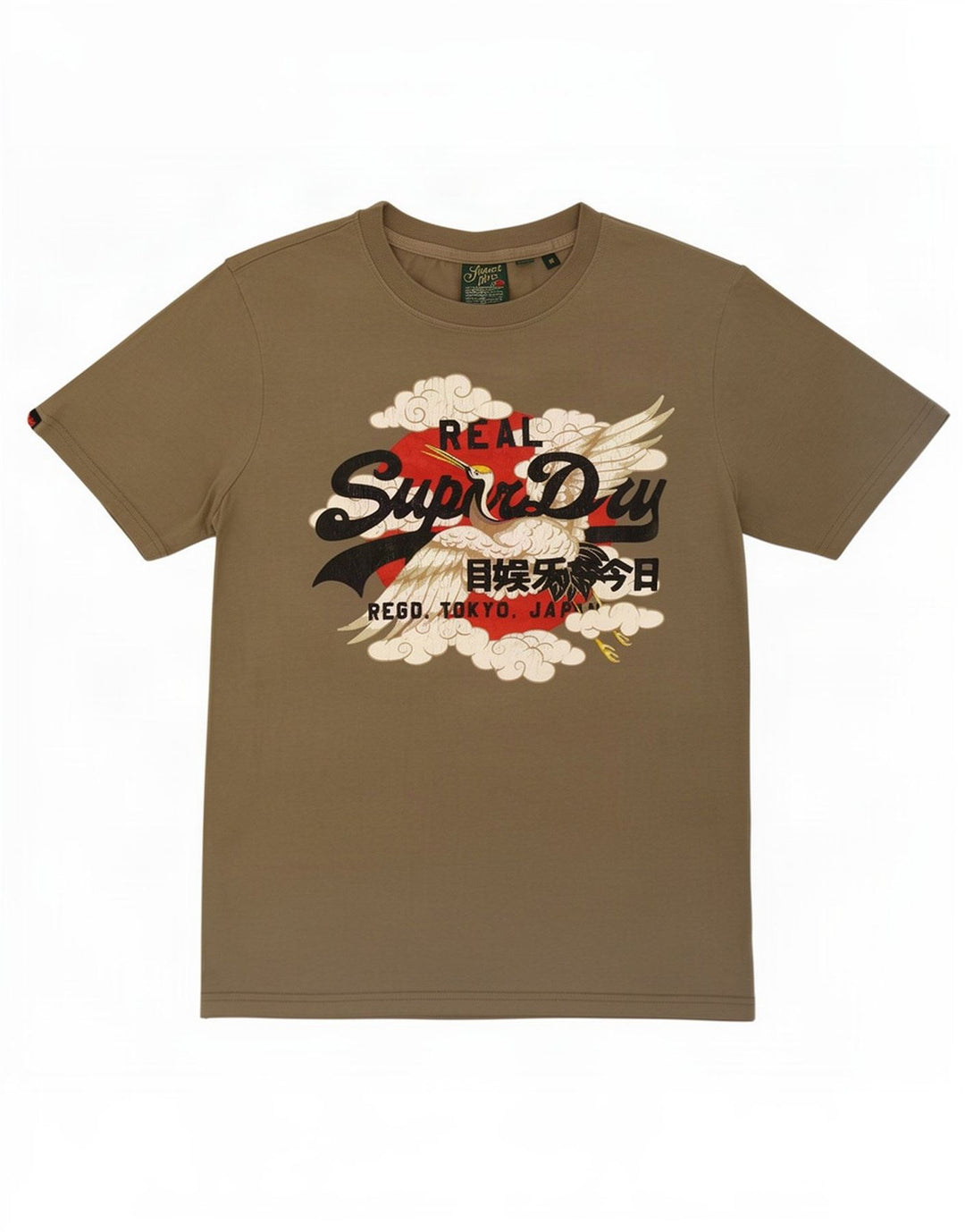 Męski T-shirt z grafiką Superdry, średni, bawełniany kolor khaki