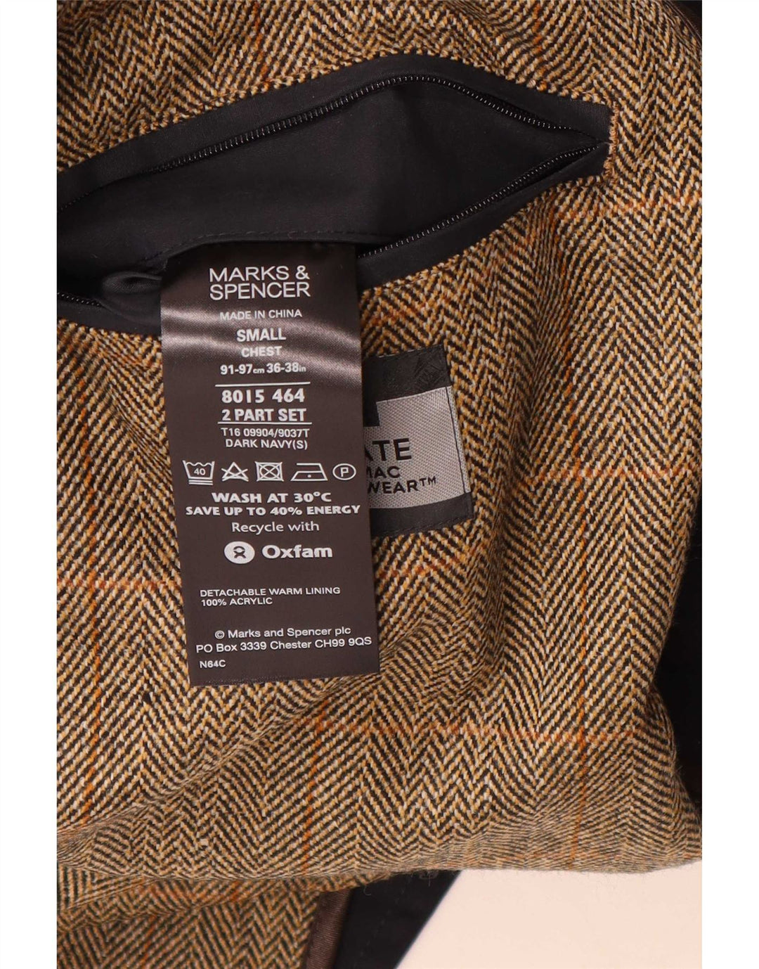 Marks & Spencer Męski płaszcz wiatrówkowy UK 36, mały, granatowy, klasyczny