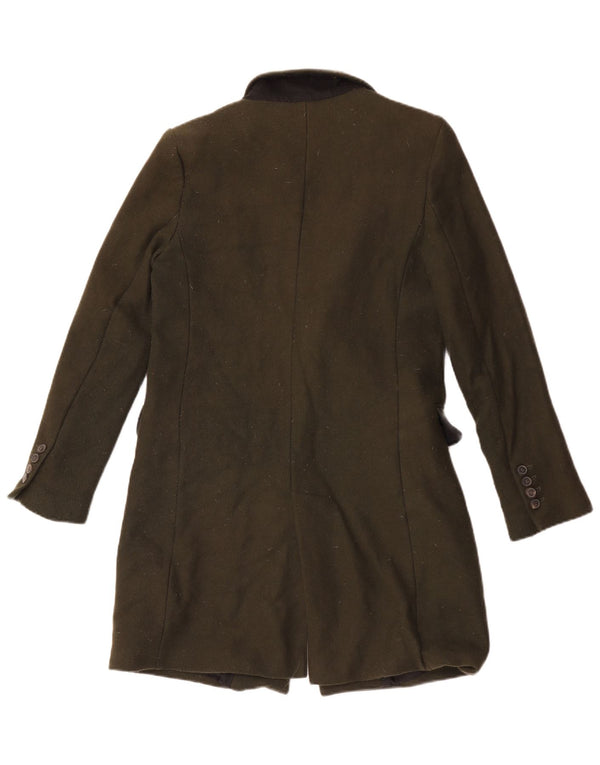 Zara Womens Overcoat UK 10 Small Khaki Wool